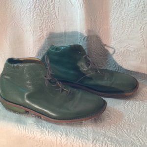 DRY SHOD BOWLES BOOTS Mens Green Leather ITALIAN Ankle Boots